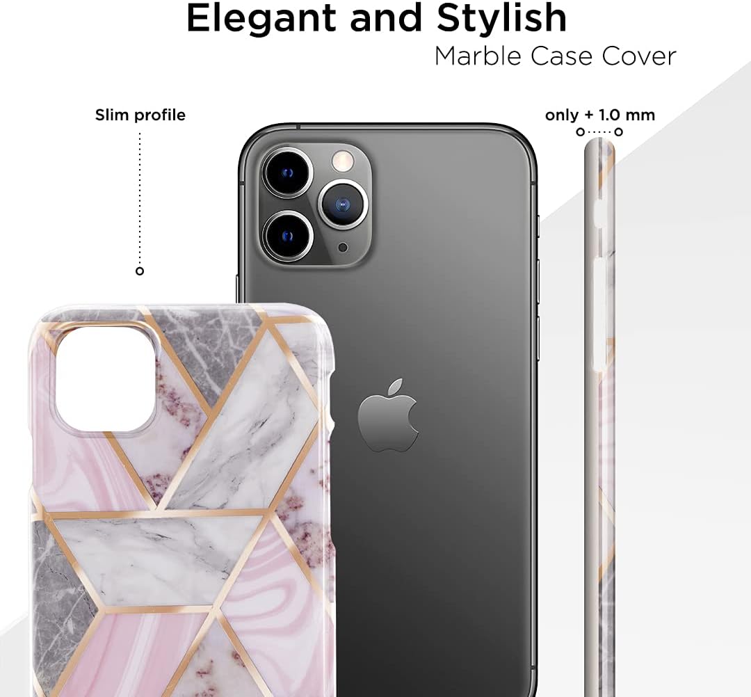 Phone Case Compatible with iPhone 7/8/SE 2020 Premium Silicone Case with Protective TPU Bumper Elegant and Stylish Marble Pattern Raised Camera Edges Perfect Button Fit Square Rose Marble