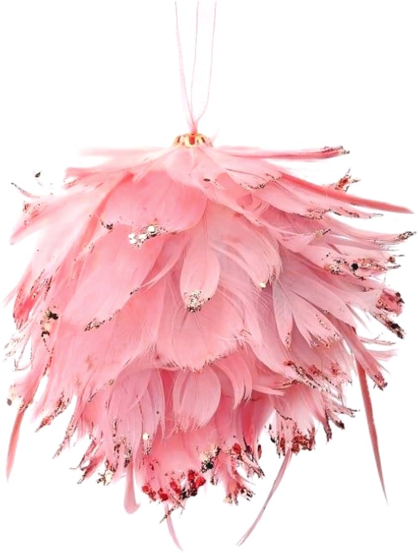 Boule de plumes roses 12,7 cm ornement pour table de Noël