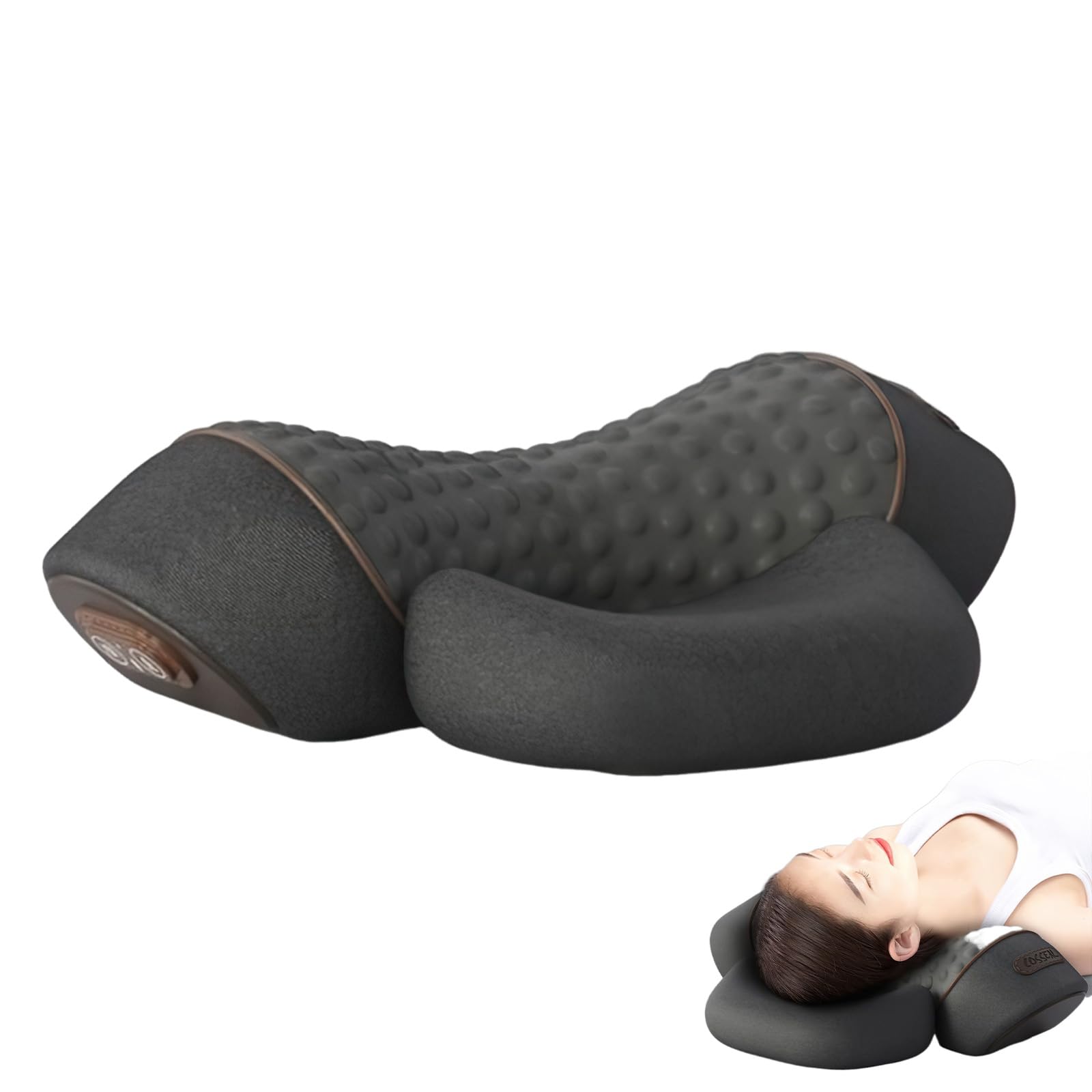 Almohada De Masaje Para El Cuello, Almohada Cervical,Masajeador Espalda y Cervical Almohada Con Vibración y Tracción, Para Hogar y Oficina Aliviar El Dolor De Los Tejidos Profundos (A)