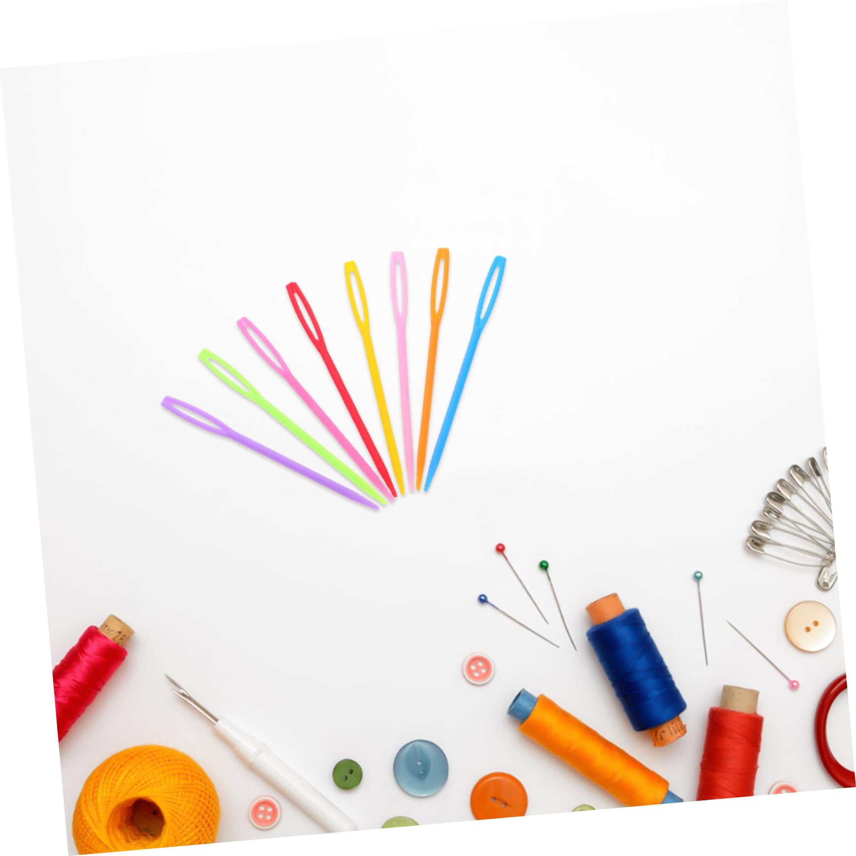 Mipcase 2000 piezas Agujas de Coser de Plástico Coloridas Ojo Grande Punta Roma para Hilo y Tapiz para Manualidades y Costura Segura con Lana