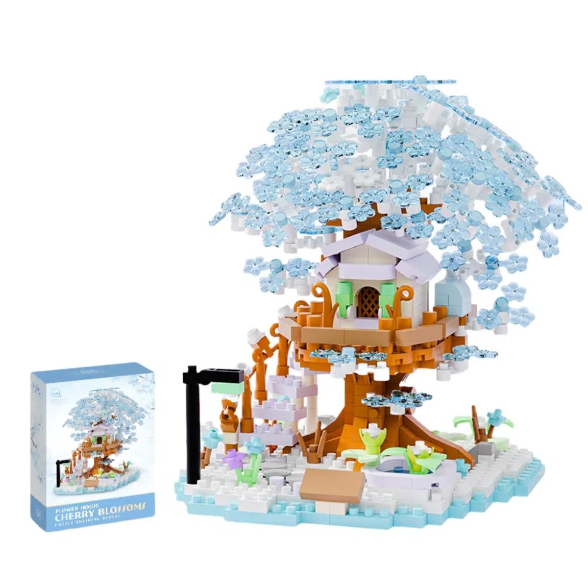 Yozelux Cherry Blossom Tree Building Block Set, 690 PCS Japanese Sakura Tree House Building Kit, Flowers House Model Sets for Adults, Bonsai Home Decoration Construction Gift for Teens Adults