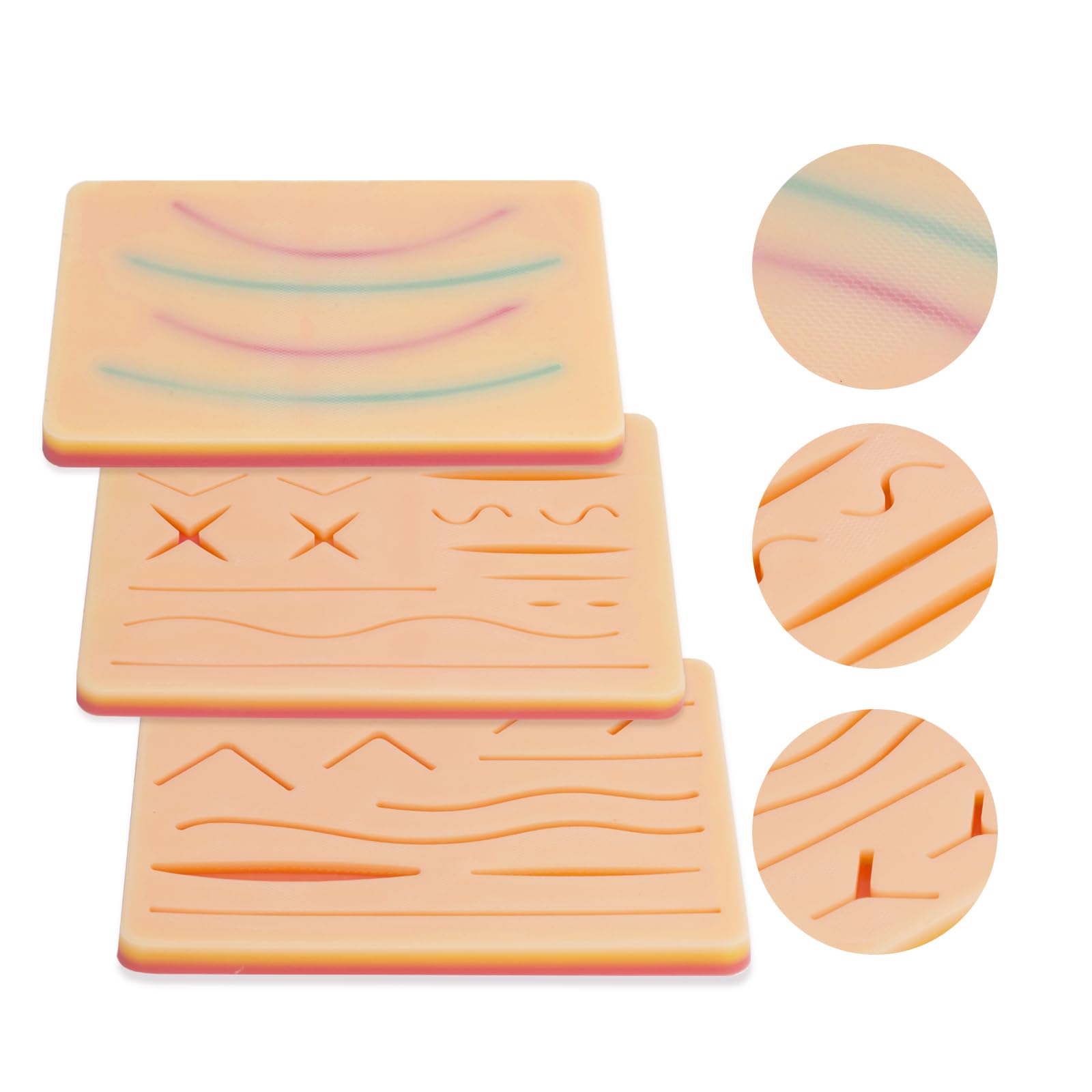 3-Piece Suture Pad, Suture Practice Pad with Various Wound Shapes, Suture Practice Kit, Suitable for Medical, Veterinary Medical Staff Training and Practice (Combination Two) — Amazon image 5