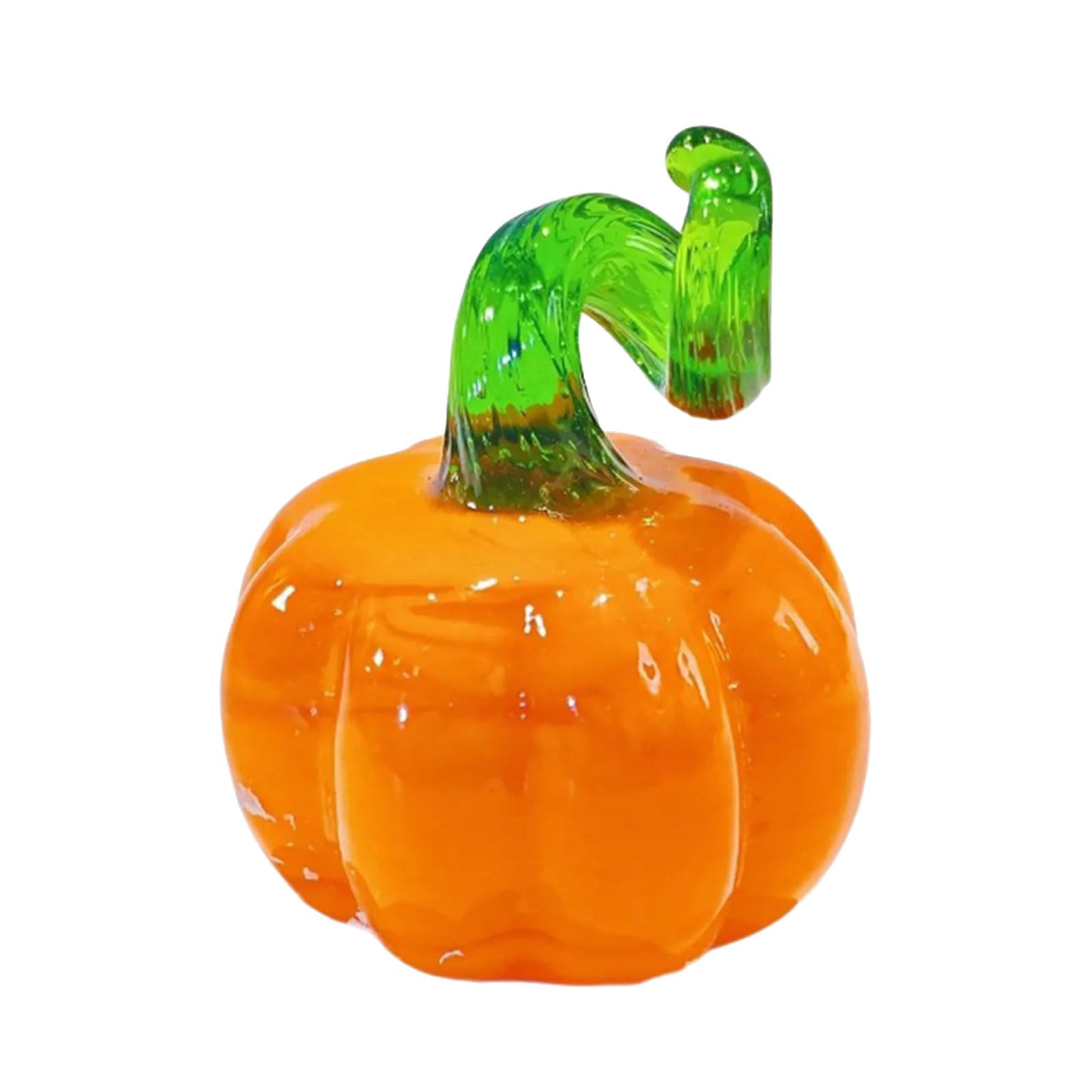 HUANGING Tiny Blown Glass Pumpkin Figurine Ornament Festival Table Decoration Thanksgiving Party Supplies Halloween Glass Pumpkin Figurine
