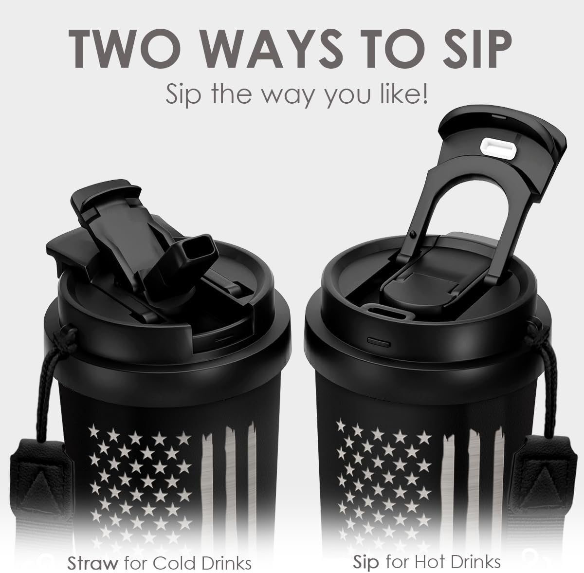 SANDJEST American Flag Tumbler - Stainless Steel 2-in-1 Lid Coffee Tumbler 18 oz, Patriotic Insulated Travel Mug Gift for Men Husband Dad, Birthday Christmas - Image 3