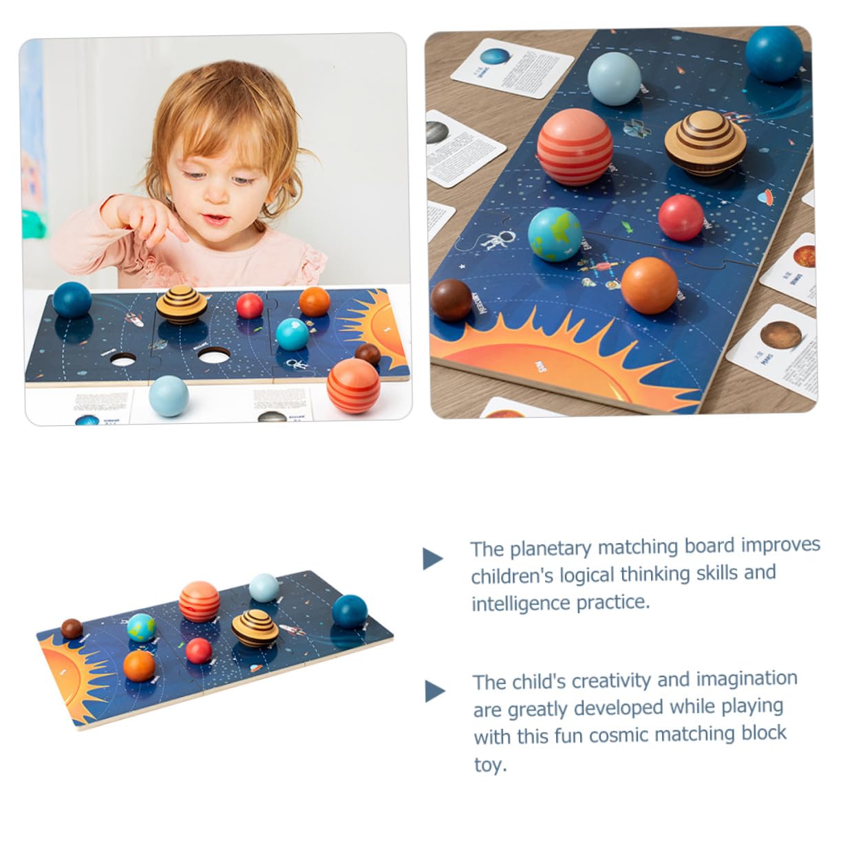Puzzle dei Pianeti Montessori in Legno per Bambini | Gioco Cognitivo a Incastro, Pratica Logica e Memoria, Tema Spazio per Apprendimento Precoce