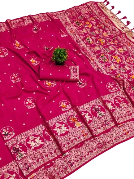 stitchvilla Jacquard Bandhani Soft Silk Saree Pure-picture-26