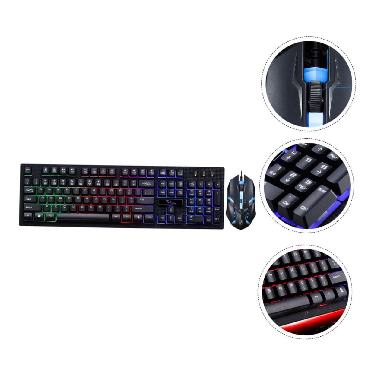 Sewroro Clavier de Jeu Mécanique Filaire USB Souris, 104 Touches Résistantes à l'usure, Design Anti-Conflit, Ensemble pour Gamer à Domicile ou Café