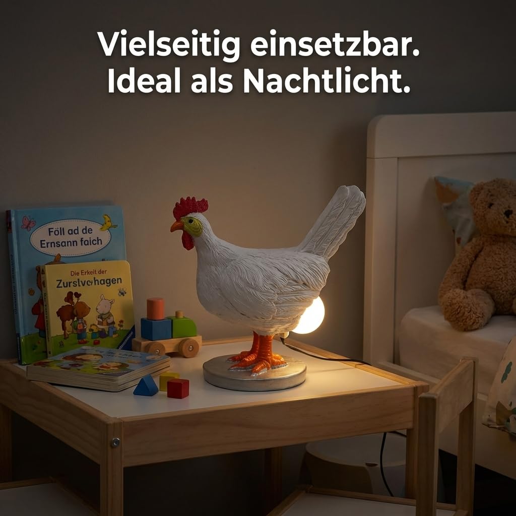 Ejoyous Lampe de Table Décorative Poule Pondeuse, LED en Résine, Veilleuse Drôle pour Salon et Chambre
