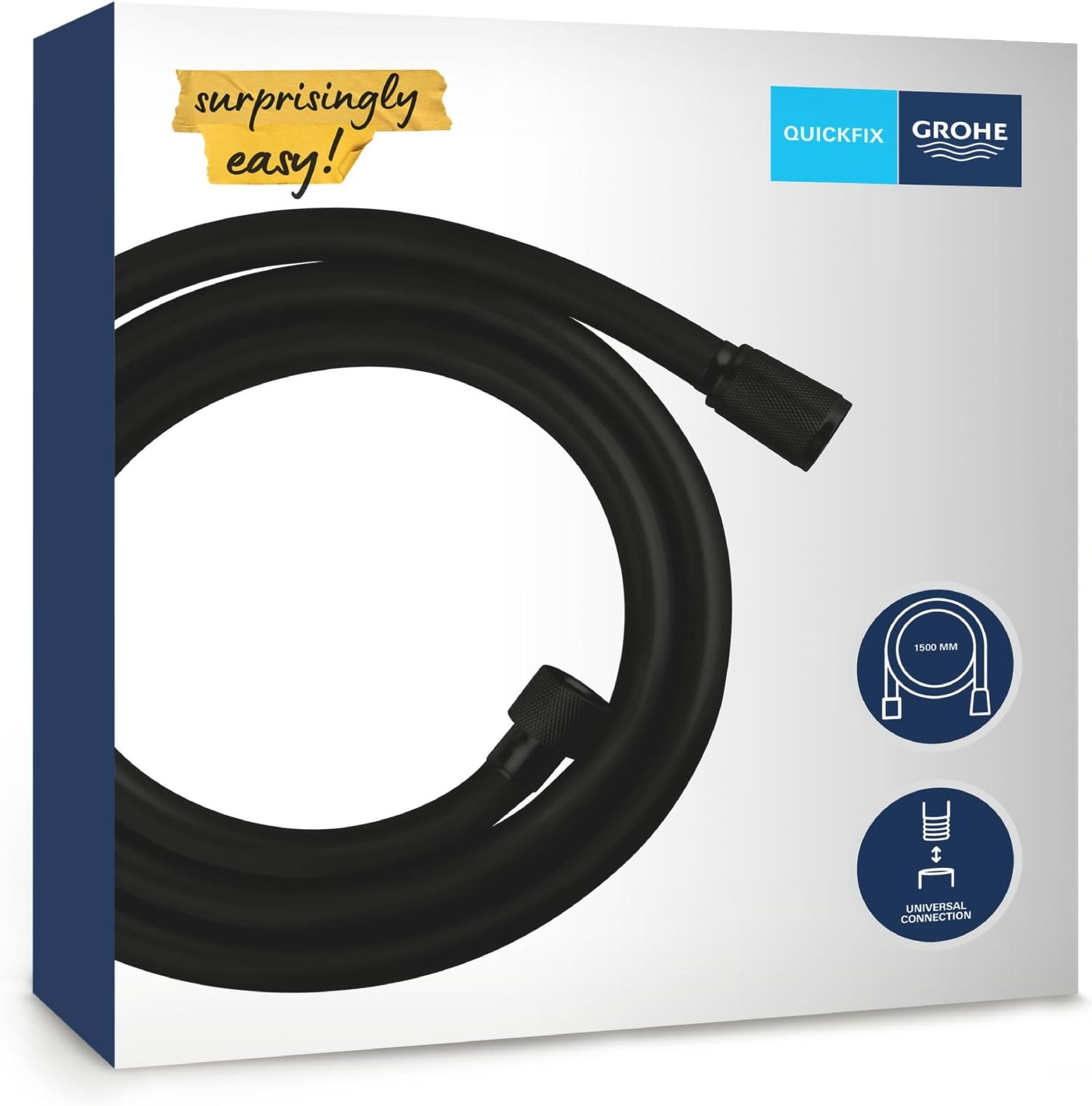 VitalioFlex Trend Shower Hose | 1500mm | Heat Resistant | Matt Black | AntiFold Bendproof | Easy to fit | 287412432
