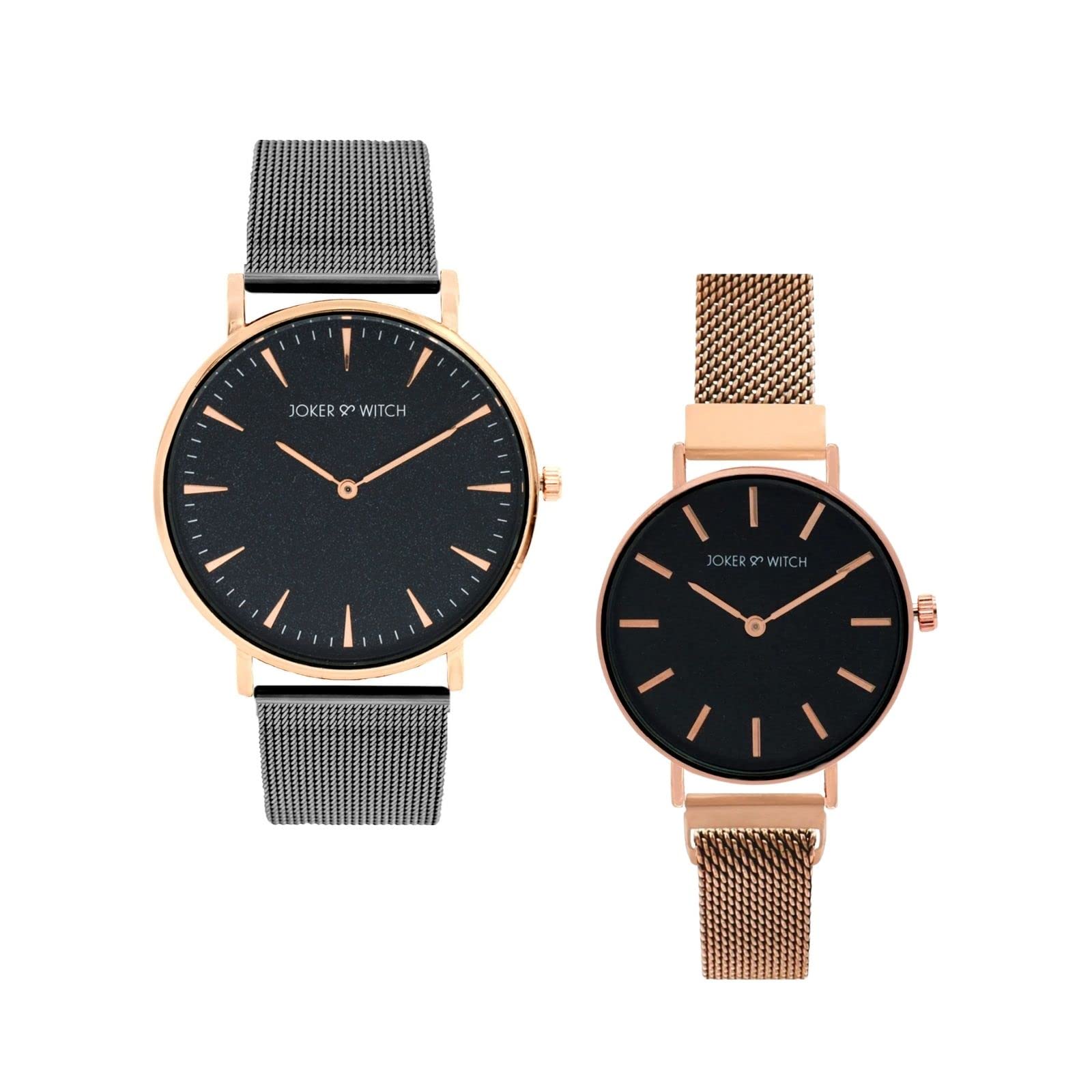 Joker & Witch Stainless Steel Annaliese & Jullian Couple Analogue Watches, Black Dial, Gray Band (B0BVB58SSW) Amazon Price History, Amazon Price Tracker