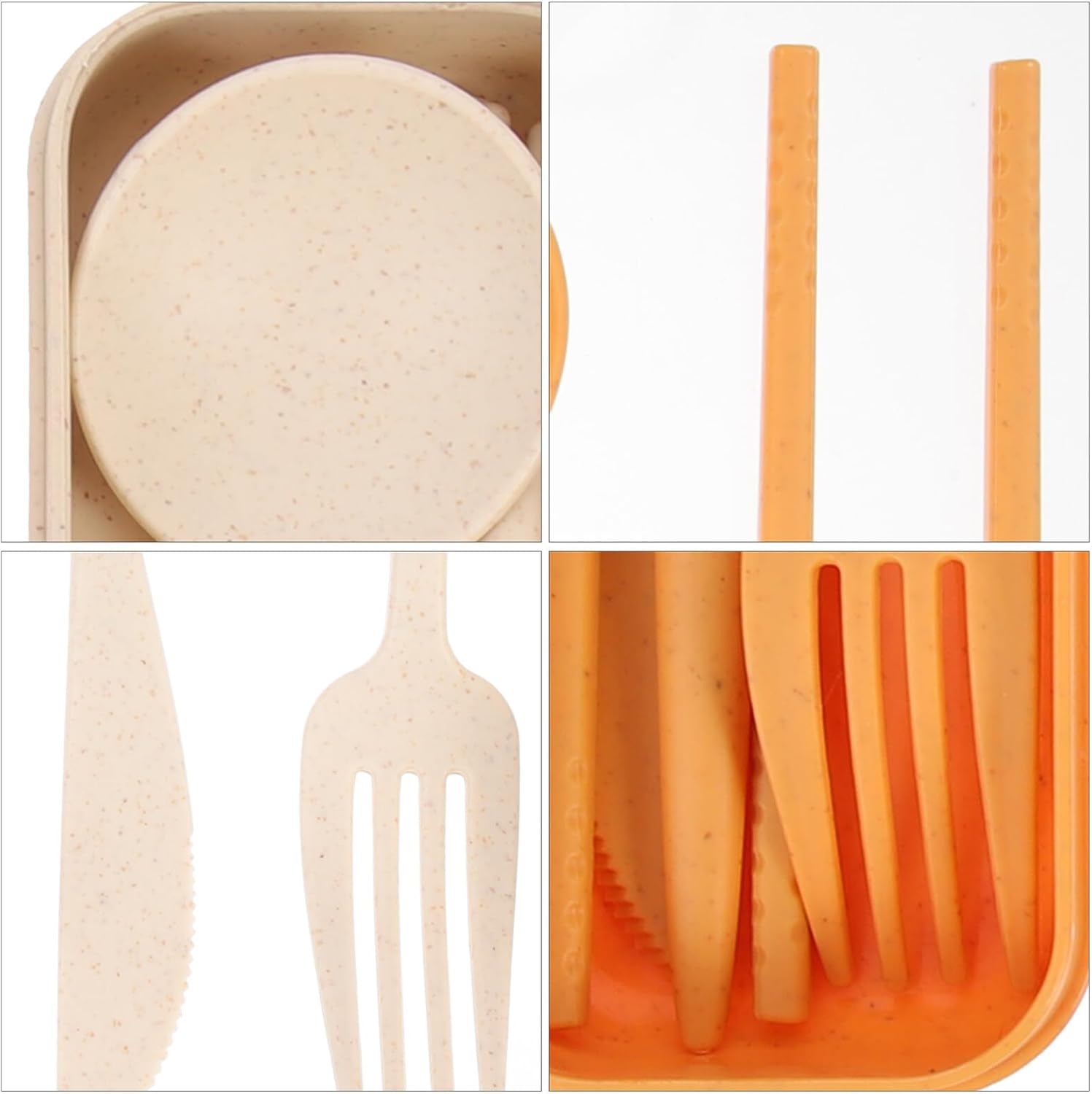 SECFOU Portable Outdoor Travel Cutlery Set 8pcs with Spoon Fork Knife Chopsticks, Multifunctional Camping Tableware Kit for Hiking Picnic, Reusable Lightweight Flatware with Storage Case