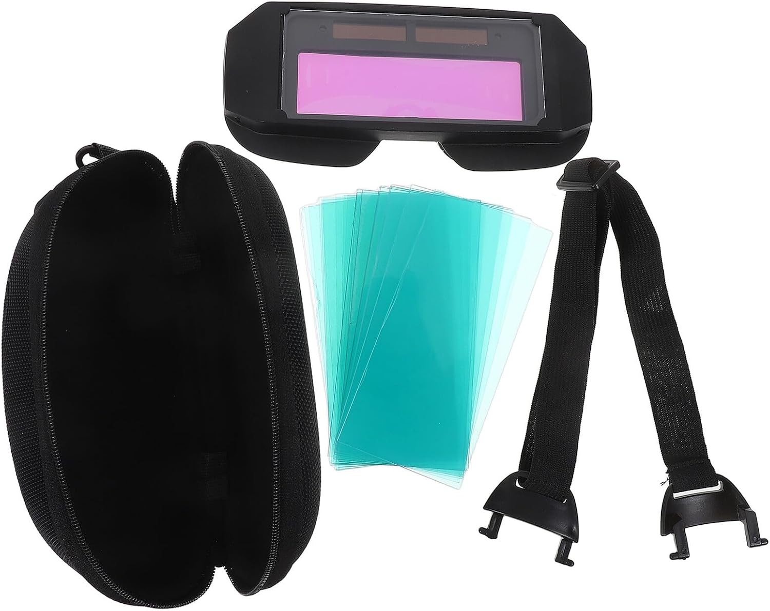 Auto Darkening Welding Goggles with Safety Eyewear, Classic Single Lens Design, Arc and Plasma Protection for Welders, Includes Zipper Case and 20 Replacement Protective Lenses,
