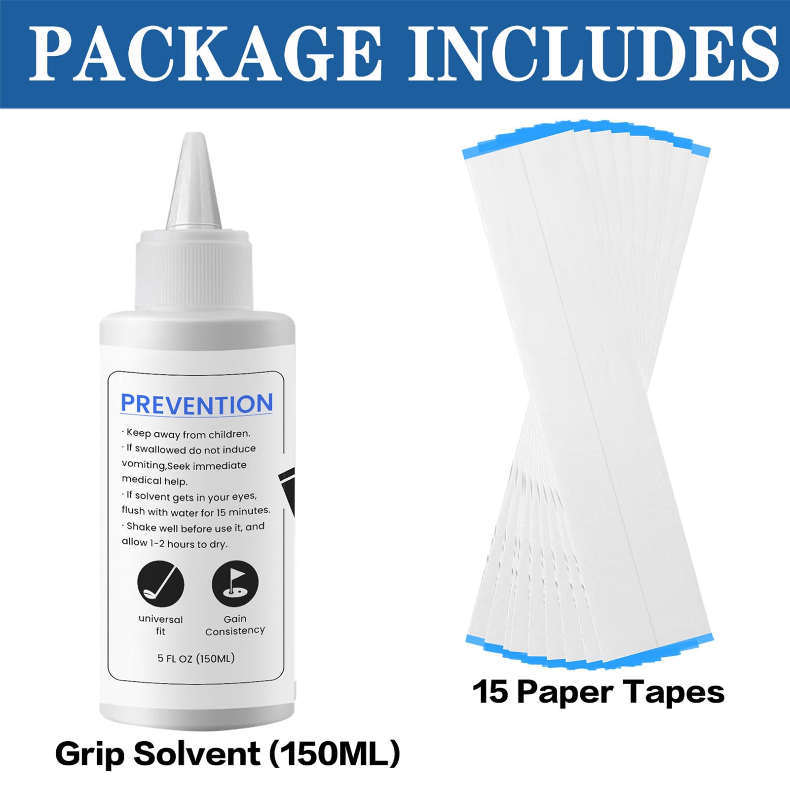 Golfschläger-Griff-Reparatur-Kits, Golfschläger-Greifer-Werkzeuge | 5oz Greiflösungsmittel | 5 oz sicheres Griff-Lösungsmittel, 15 Papierkegel, Greifwerkzeug