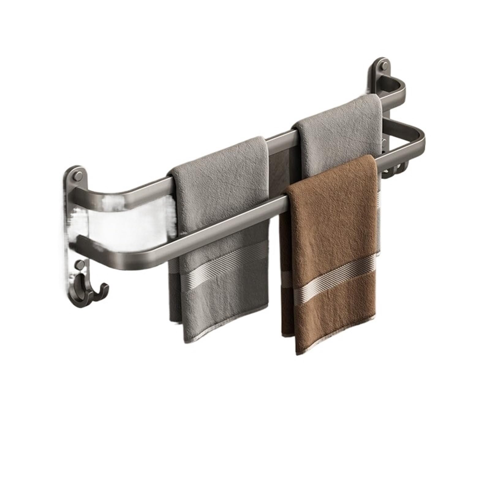 Towel Rack No Punch Bathroom Wall-mounted Bath And Bathrobe Hanging Rod Aluminum Alloy Storage(50cm double pole)