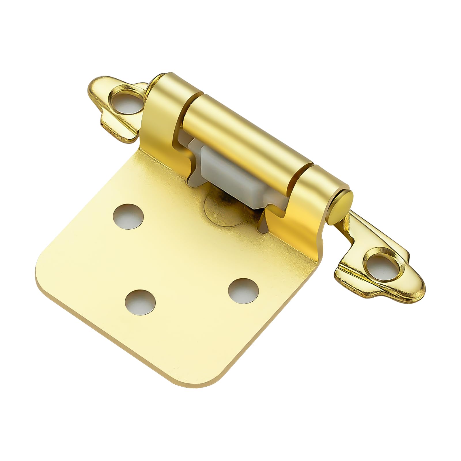 JOYDECOR 30 Pack 15 Pairs 1/2 Inch Overlay Gold Cabinet Hinges Semi-Concealed Face Mount Hinges for Cupboards Self-Closing Decorative Door Hardware