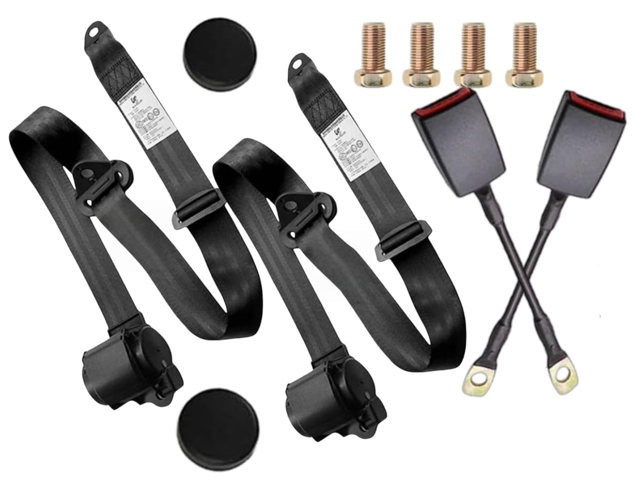 Photo 1 of 3-Point Pads Adjustable Retractable Straps Cover Universal Replacement Set for Go Kart, Golf Cart,Minivan Van,SUV,UTV, VR,Pickup,Truck for Modification Belt Protective Covers Kit -L(Black)