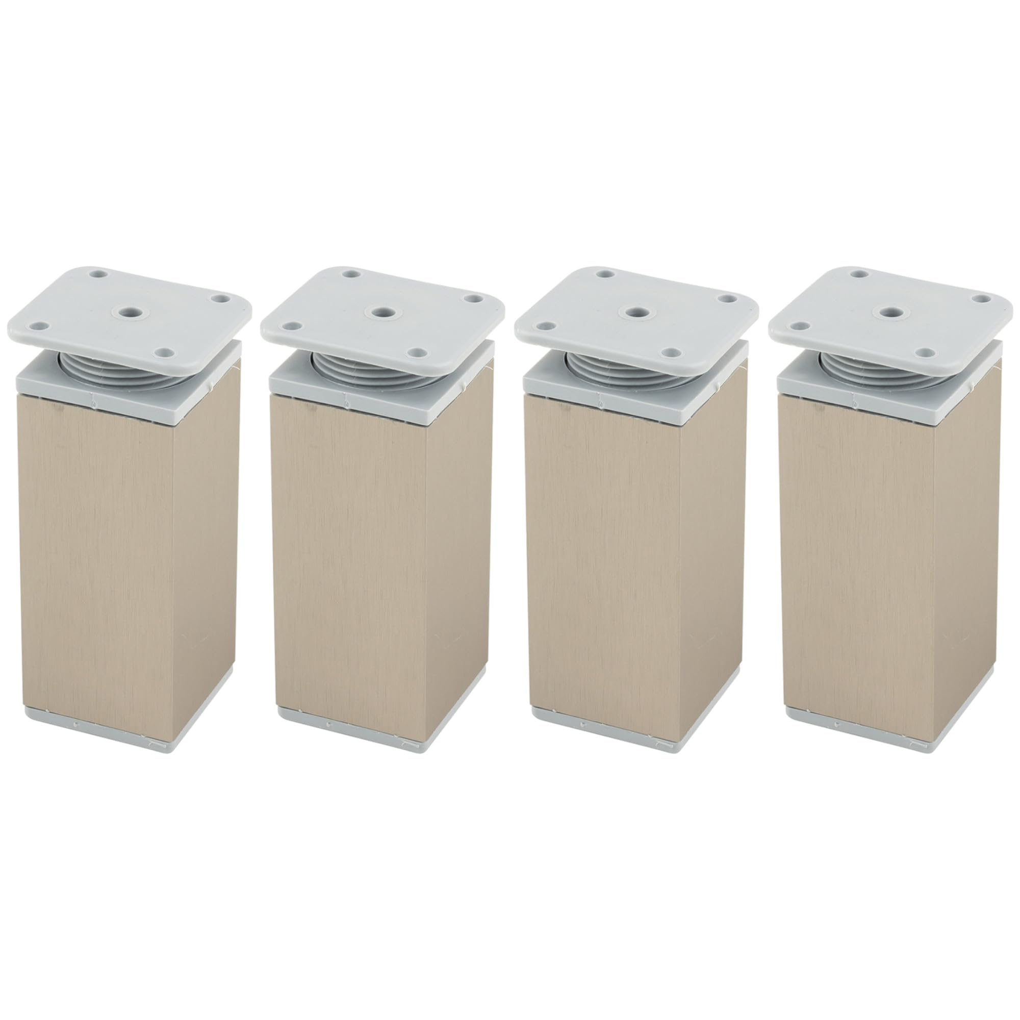 Pied de meuble en aluminium aspect inox gris au design épuré pour buffet