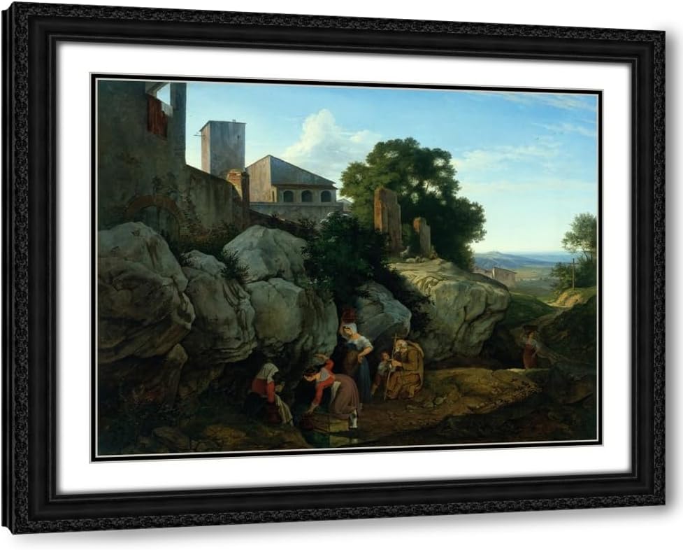 ArtDirect Ariccia (Morning) Custom Framed Art Print Giclee Print or Canvas Options with Various Sizes and Customization by Adrian Ludwig Richter