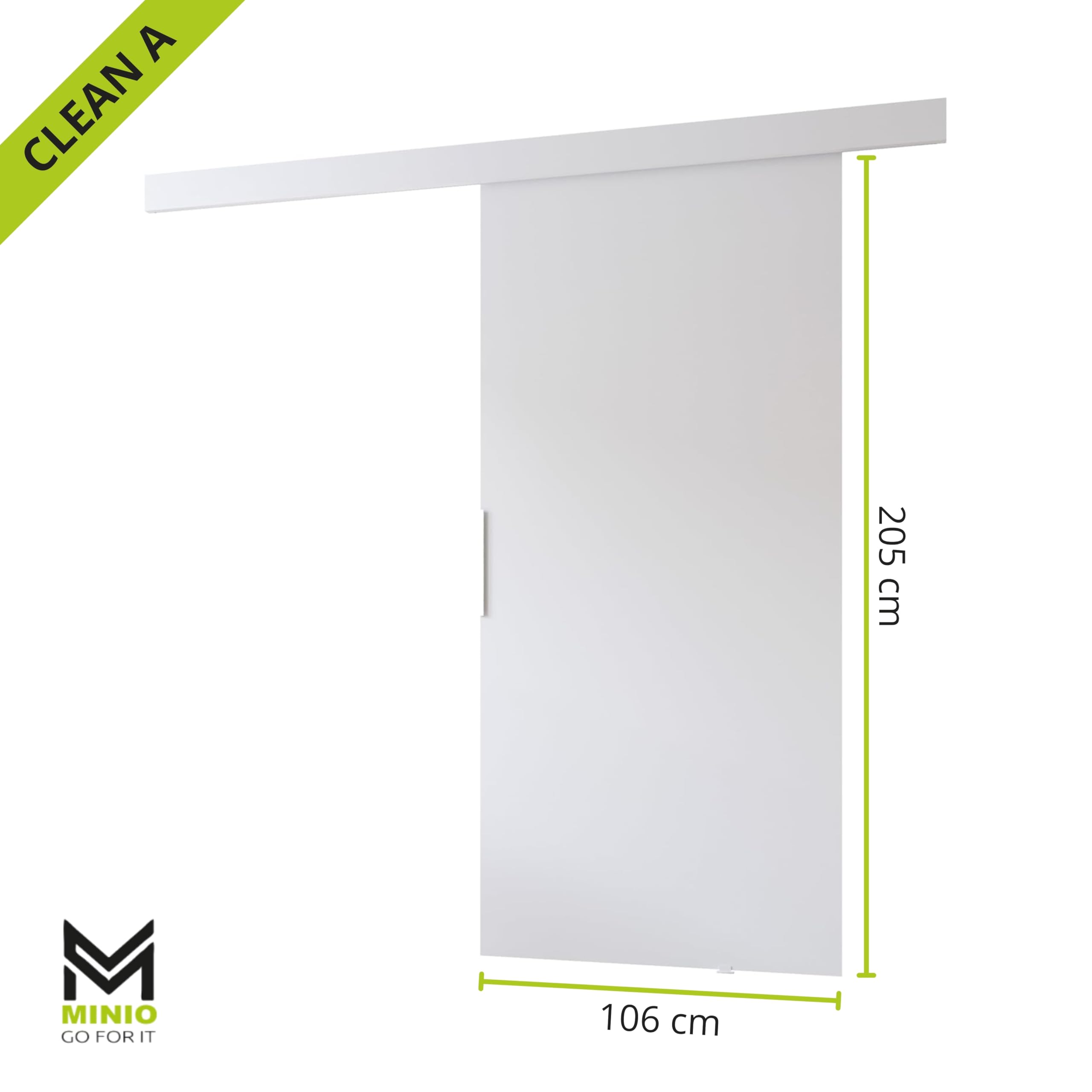 MINIO go for it - Schiebetür Komplettset CLEAN A Schiebetüren 106 cm Breit | Wandmontage, Schiebetürsystem, Zimmertüren - Wotan Eiche / Schwarz