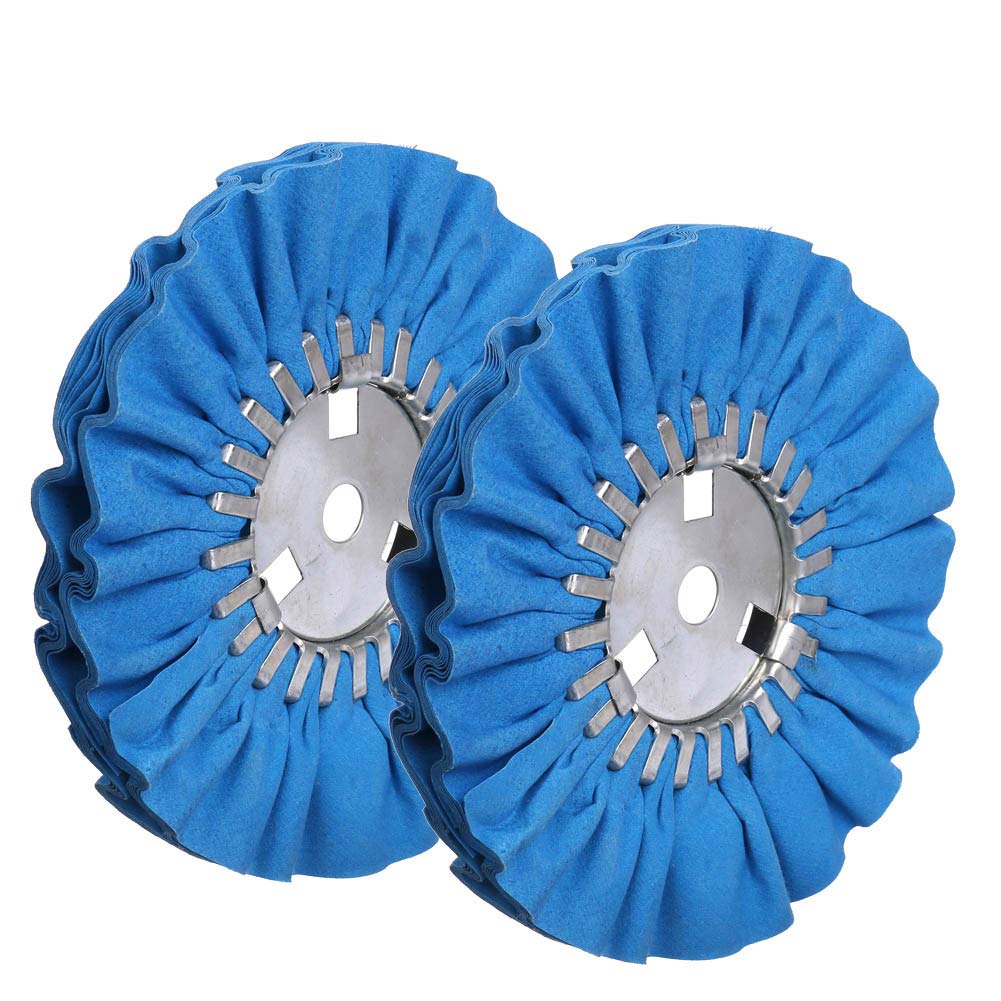 QZATTCAEN 8" Blue Airway Buffing Wheel,5/8'' Arbor Hole,12 Plys/Coarse Polishing for Angle Grinder,2PCS