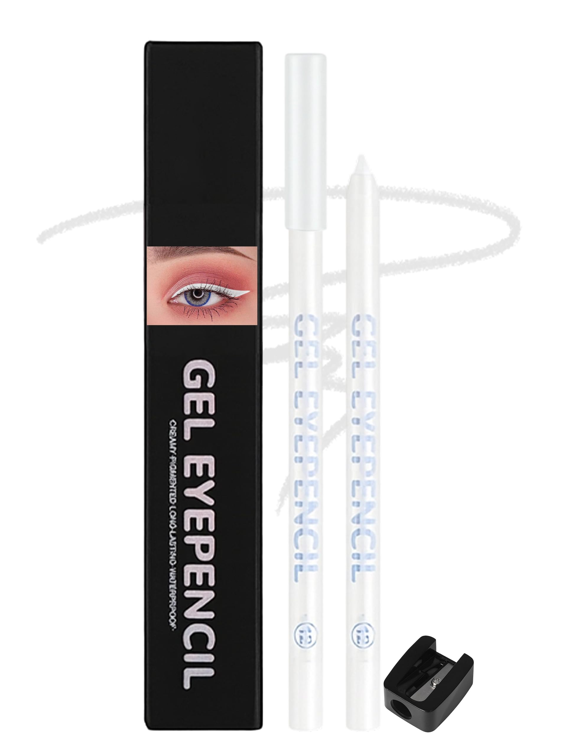 Erinde Cremiger Gel Eyeliner, Weiß Matt Kajalstift, Wasserfest & Langanhaltend, Hochpigmentiert, Geschmeidiger Auftrag, Mit Inkludiertem Anspitzer, Anspitzbar, Für Empfindliche Augen, #12
