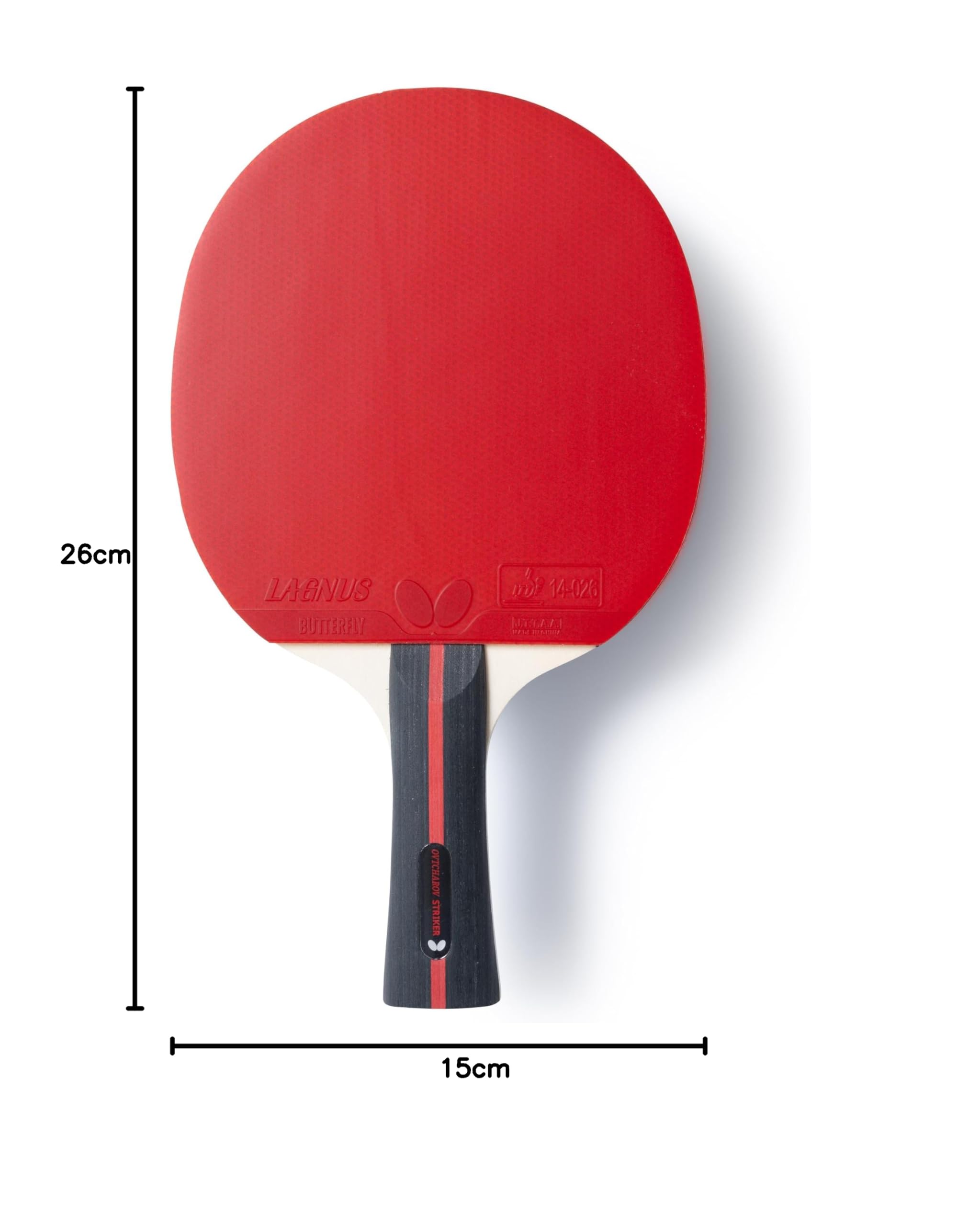 Butterfly Tischtennisschläger Ovtcharov Striker | Profi-Tischtennisschläger für ambitionierte Tischtennisspieler | ITTF-Zulassung für Wettkämpfe | extrem griffige/klebrige Beläge für maximalen Spin