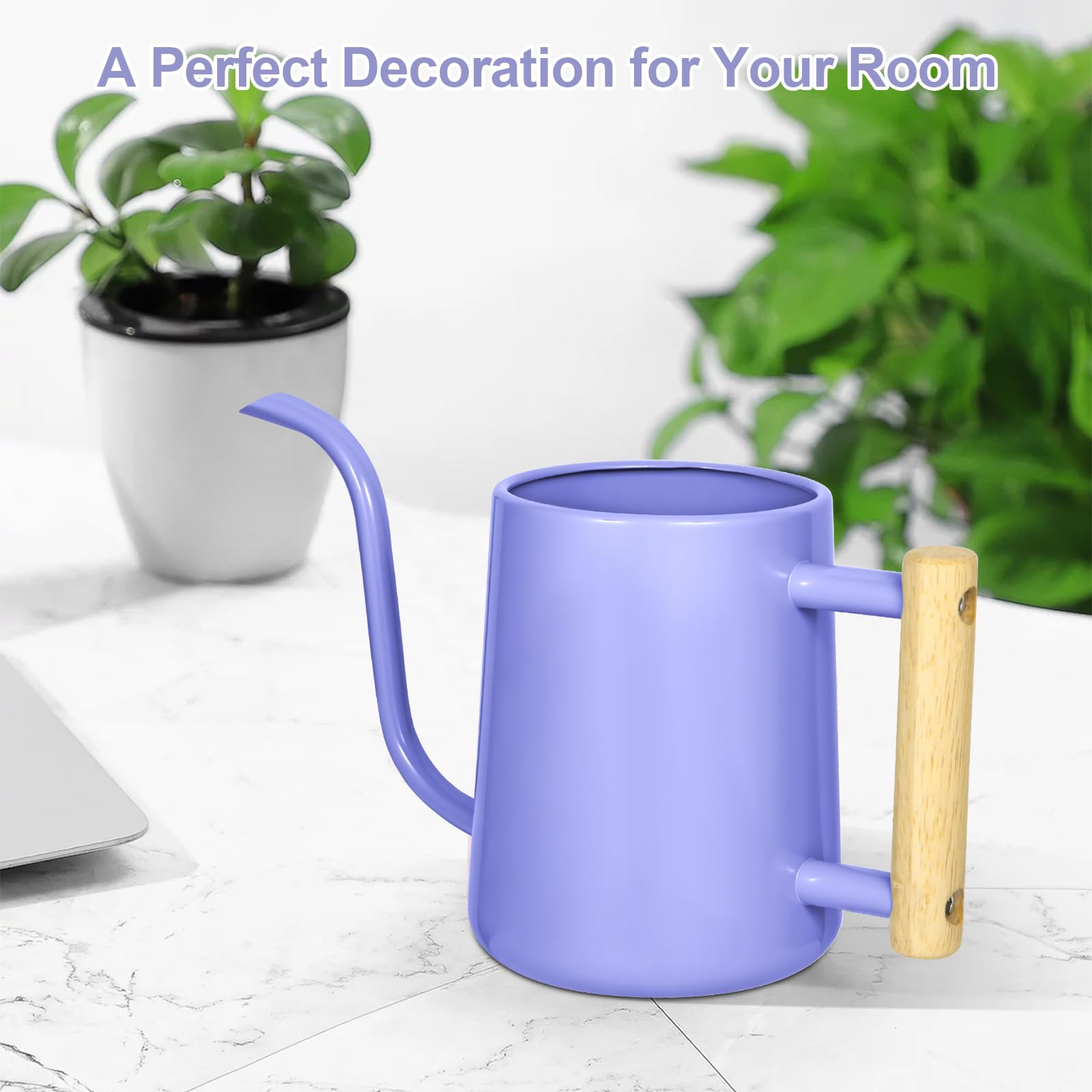 Konewka do nawadniania roślin domowych, 1000 ml, metalowa konewka ze stali nierdzewnej, doniczka z długą wylewką, do wnętrz, roślin domowych, bonsai, na zewnątrz, ogród, kwiaty, dekoracyjna (fioletowa