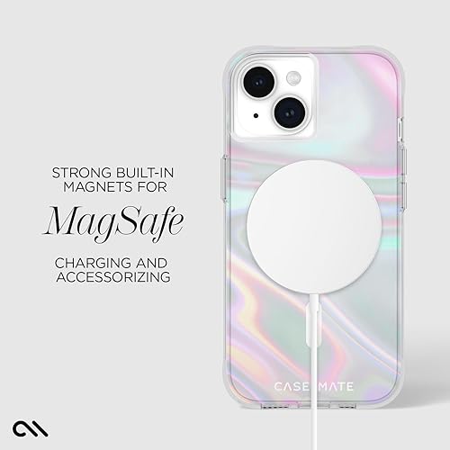 Miniatura 4 de Case-Mate Funda para iPhone 15  Burbuja de jabón protección contra caídas de 12 pies compatible con MagSafe Funda magnética con efecto remolino