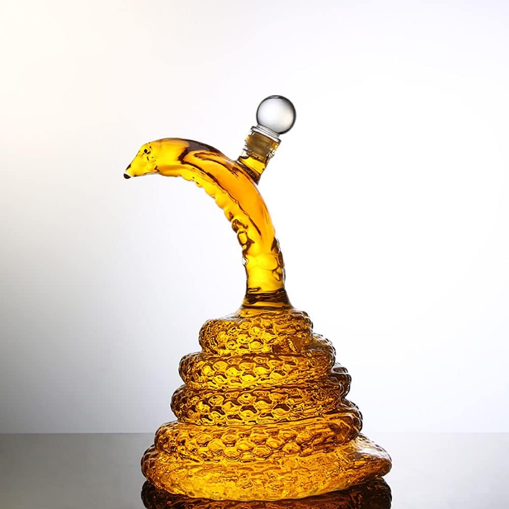 Cobra Snake Whiskey Decanter,Glass Snake Shaped Wine Drinkware,1000ML Animal Liquor Decanter For Whiskey, Vodka, Scotch, Rum, Tequila Gift for Wine Love