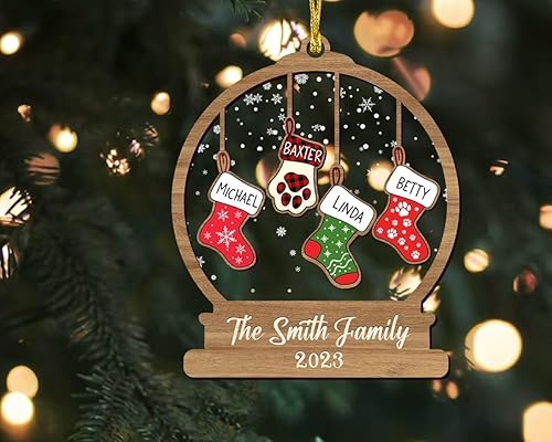 Miniatura 3 de Adorno familiar personalizado de Navidad familiar 2023, adorno de Navidad familiar personalizado, para familia de 2, 3, 4, 5, 6, 7, 8, 2023, adorno