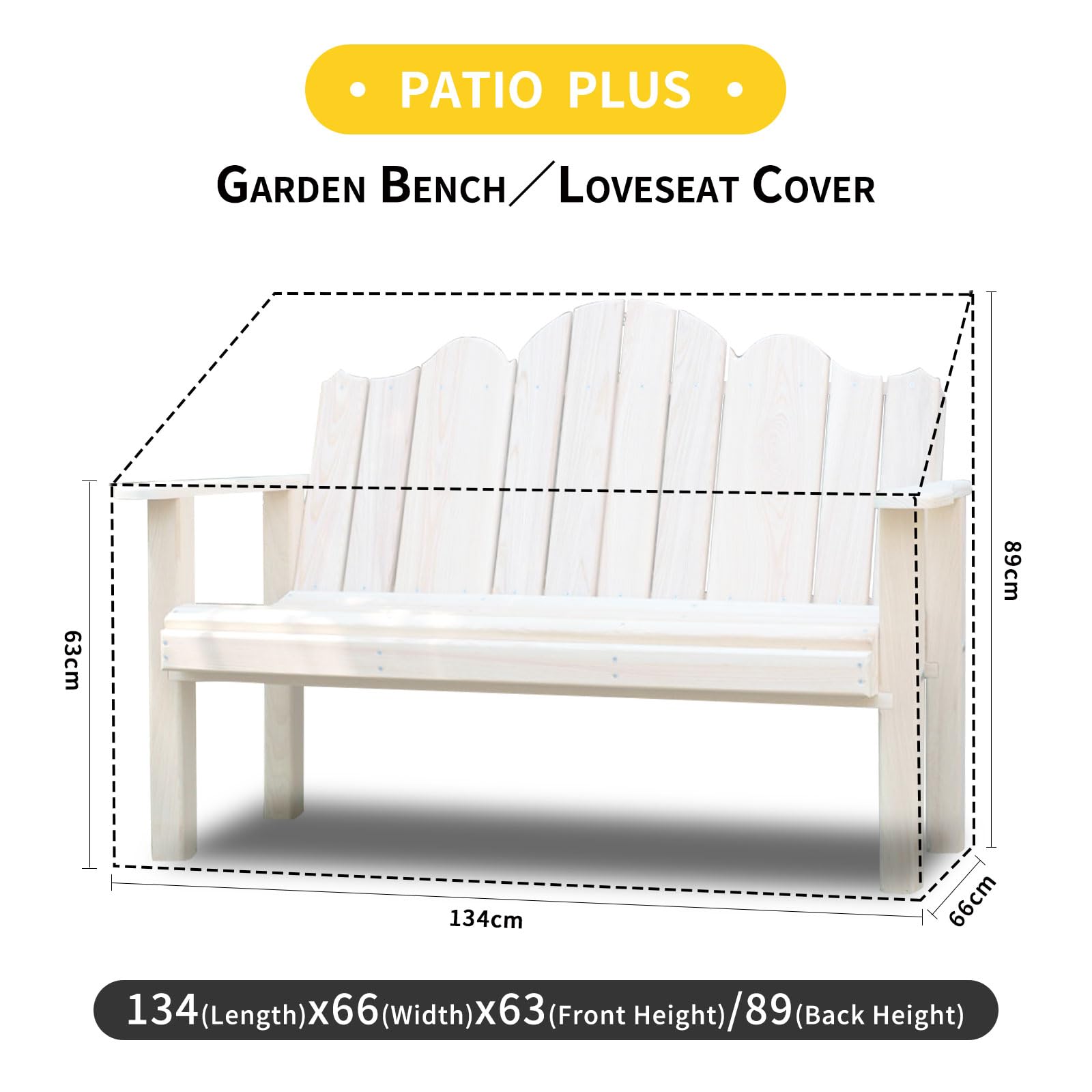 BLGBC134-0GR - Copertura per panca da giardino a 2 posti, impermeabile, 134 x 66 x 63/89 cm, colore: verde