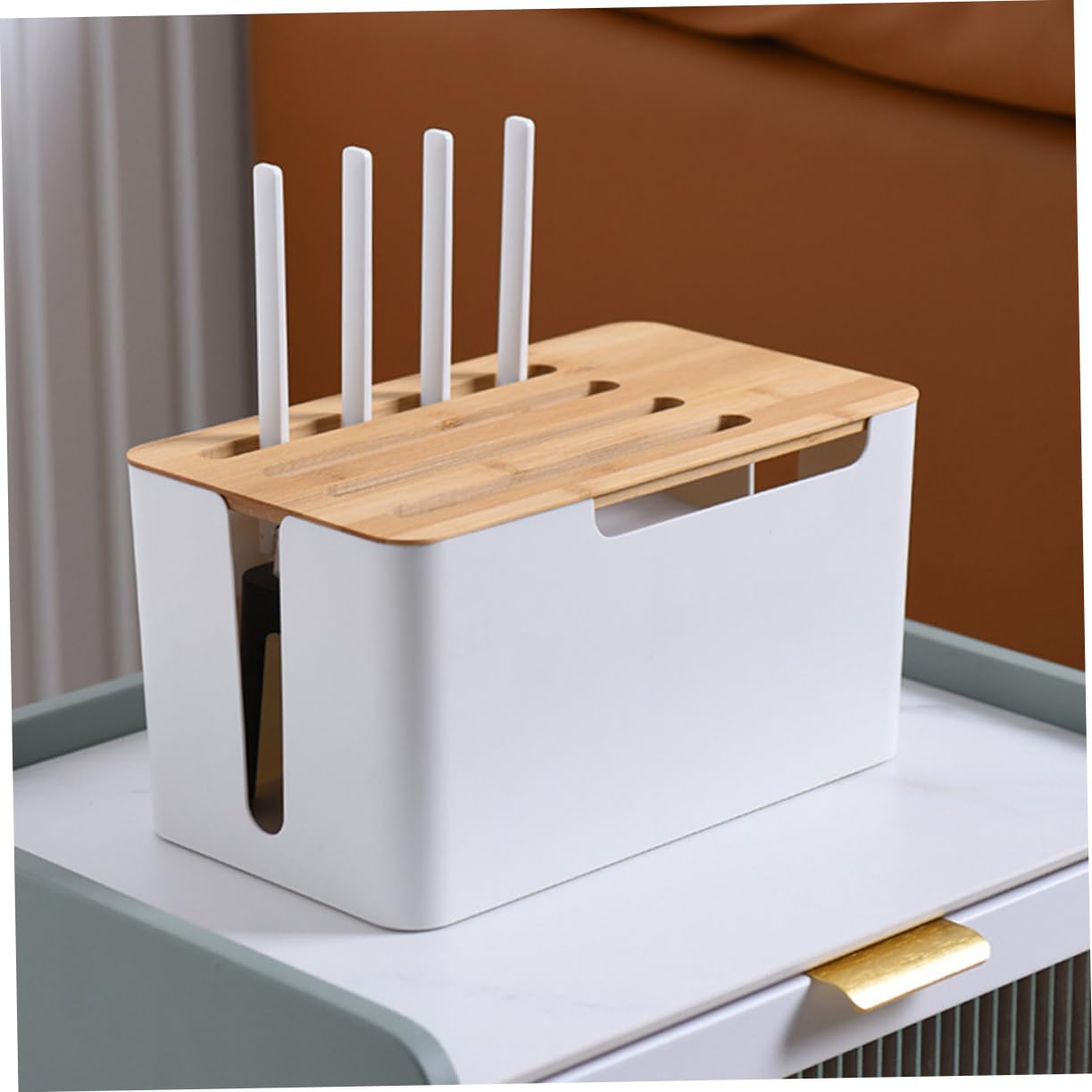 Housoutil Kabelorganisationsbox Kabelaufbewahrungsbox Kabelbox für Router Powerline-Manager-Box Kabelkoffer Kabelorganisatorbox für Bad Wc Küche Wohnzimmer