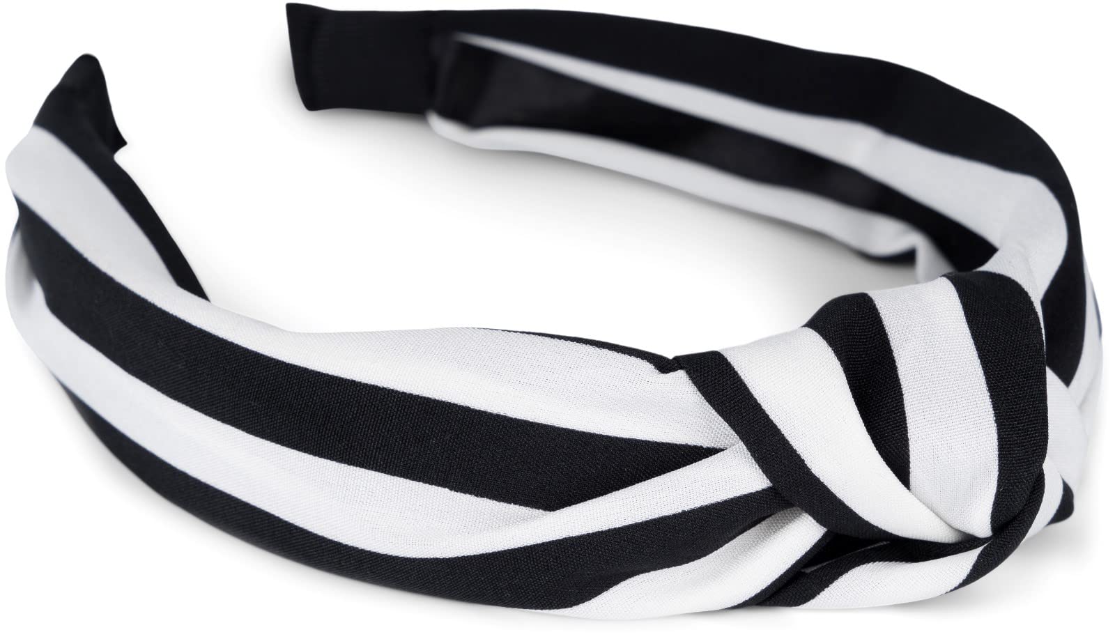 styleBREAKER Haarreif Streifen Muster Knoten – Retro Style, Vintage Look, Schwarz-Weiß