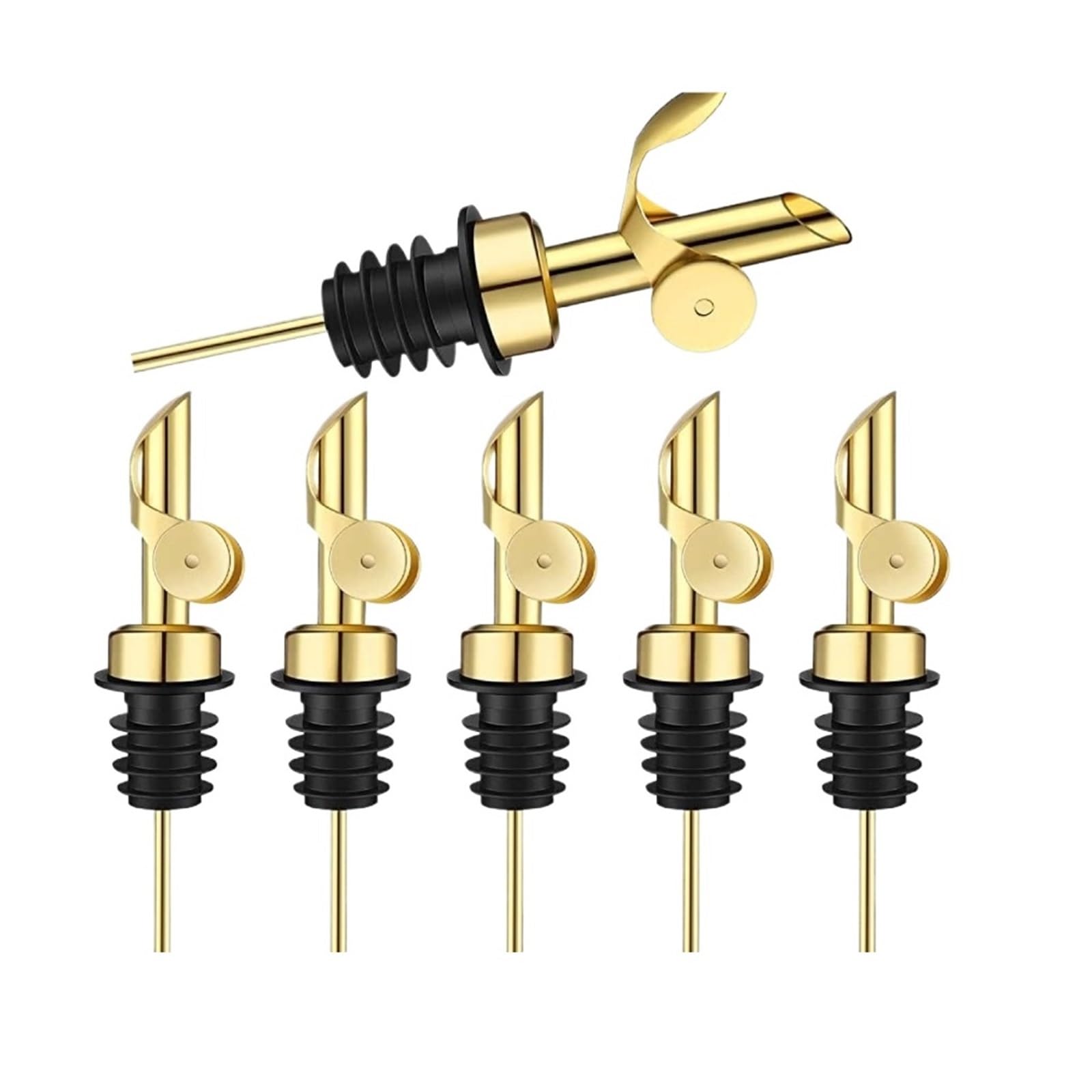 Generico Tappo di Apertura Automatica for ugello for versare Il Vino in Acciaio Inossidabile for Bottiglie aceto Olio(Gold 6pcs)