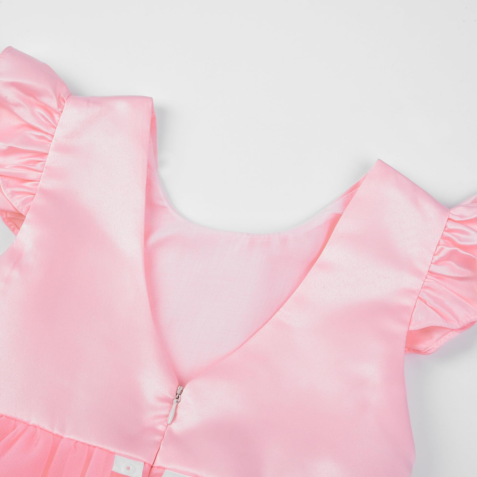 JerrisApparel Vestido de fiesta de princesa para niñas, falda de tul de satén con espalda en V, vestido de fiesta de boda