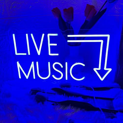 Miniatura 3 de LIVE MUSIC Letrero de neón, letrero luminoso para bar de cerveza, decoración de estudio de música, decoración retro del hogar, letrero de neón para