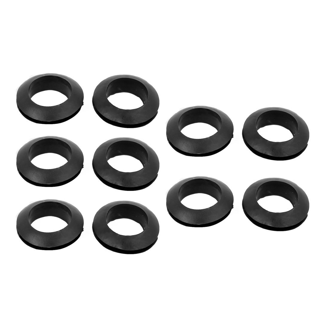 Aexit 20pcs 16mm Dia Interior Caucho Negro Caucho Redondo Eléctrico