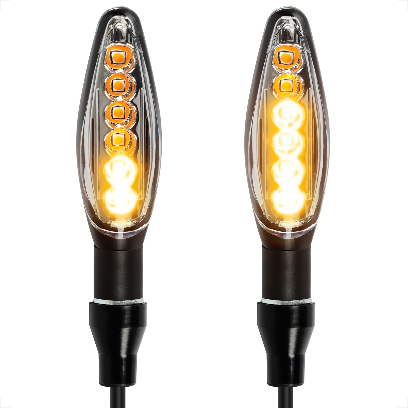 evermotor Omologate Frecce LED Moto 12V 2 pezzi E32, LED Indicatore di direzione per moto, Indicatore di direzione sequenziale, Alluminio, IP67 Impermeabile
