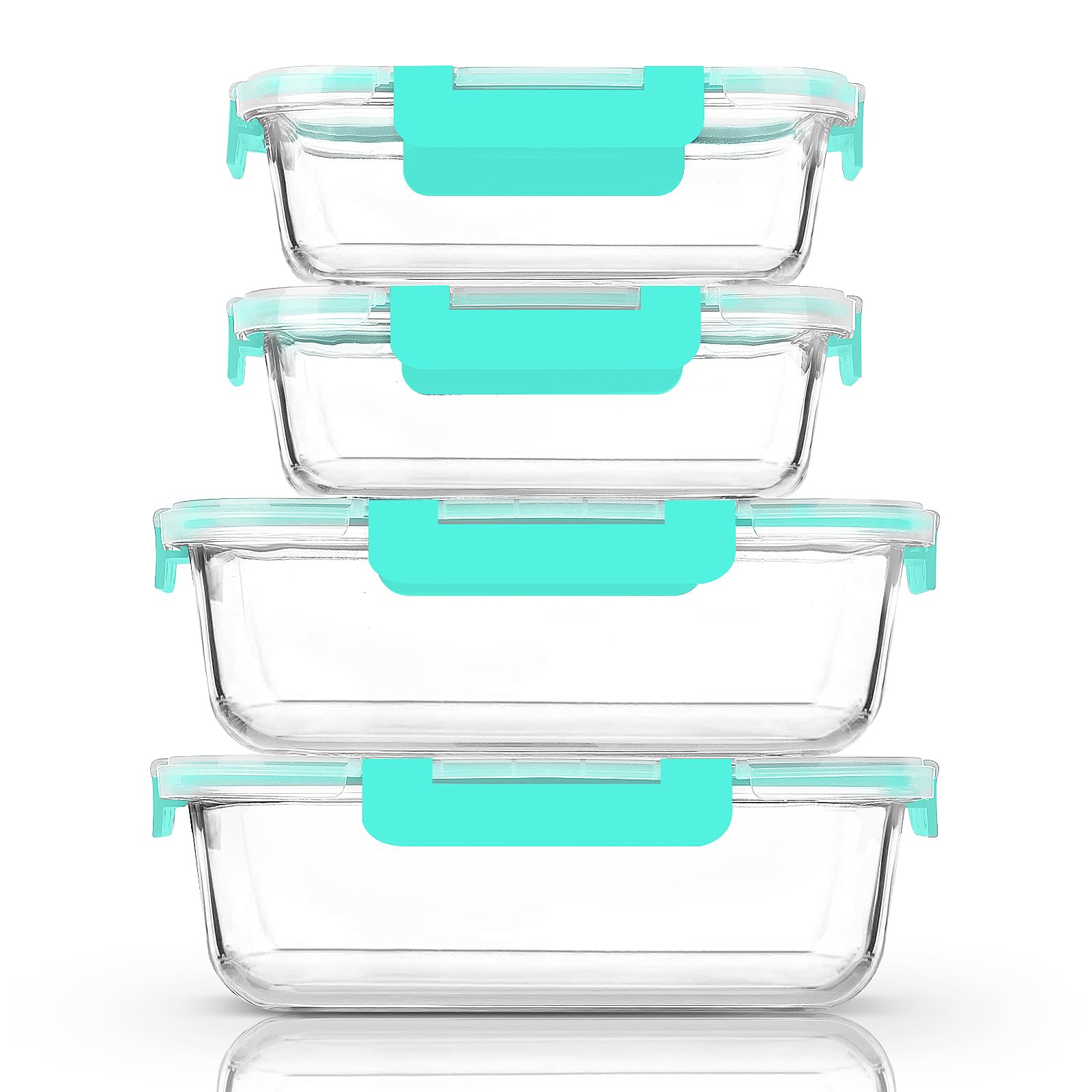 Photo 1 of [80 oz & 36 oz]Extra Large Glass Food Storage/Baking Containers Set with Lids, 2 Pack 80 oz(10 cup)&2 Pack 36 oz (4.5 cup)Airtight Glass Container,Microwave,Oven,Freezer and Dishwasher, Green