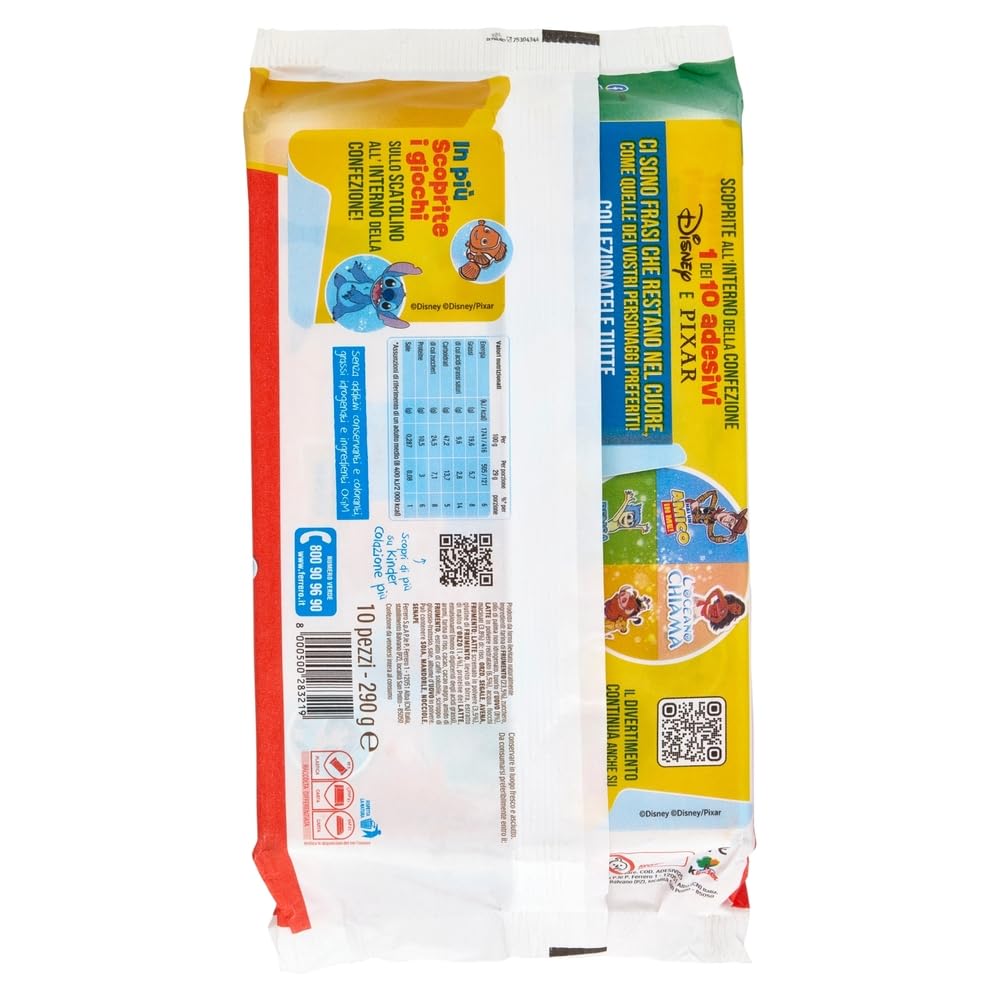 Kinder Colazione Più, 10 Snacks aus Vollkorn -Schwammkuchen mit 5 Getreide, mit Malz und Kakaofüllung, ausgezeichnet zum Frühstück und Snack 16 x 290g + Beni Culinari Kostenloser Schlüsselanhänger