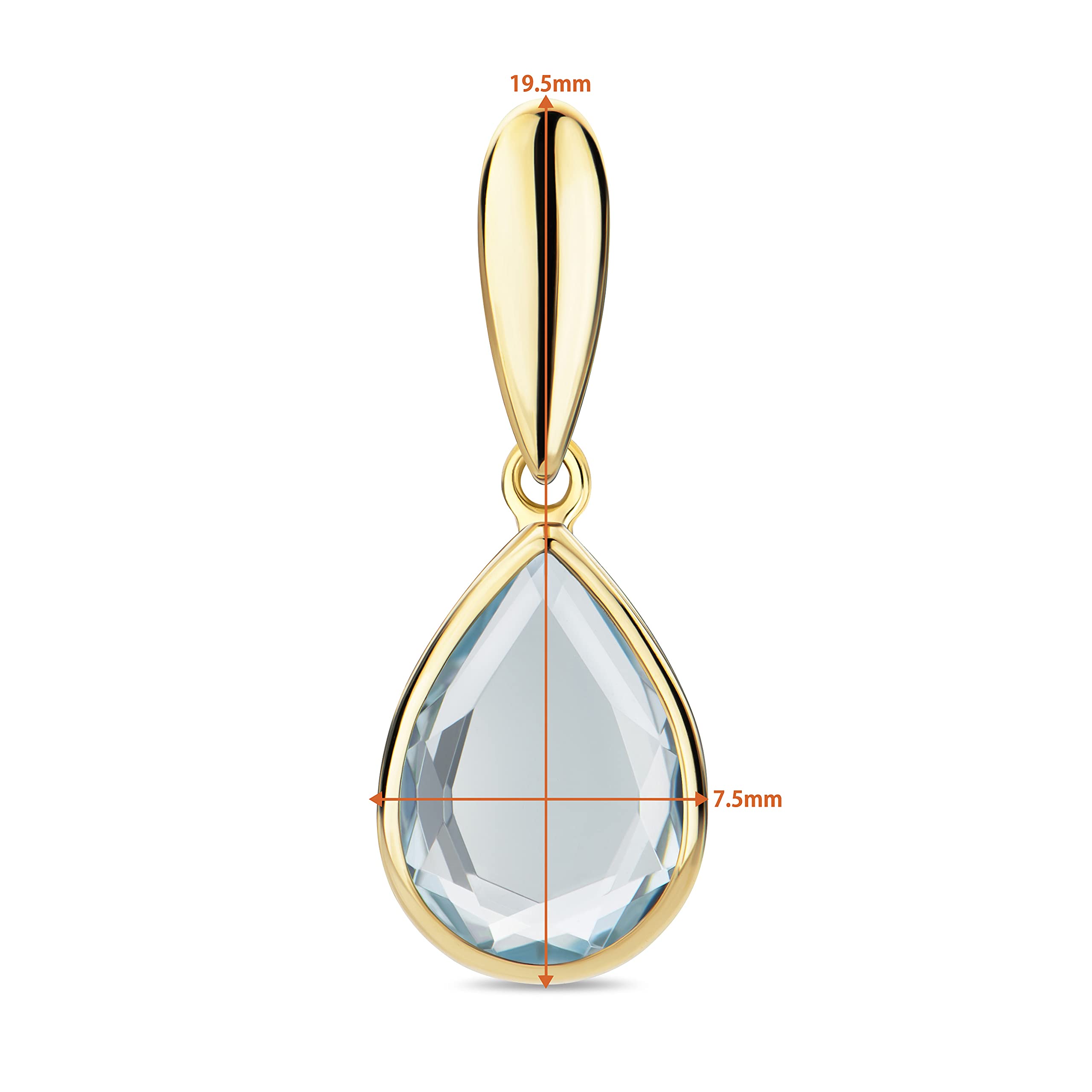 OROVI Schmuck Damen Tropfen Kettenanhänger Gelbgold mit Edelstein/Geburtsstein November blauer Topas Anhänger aus 14 Karat (585) Gold