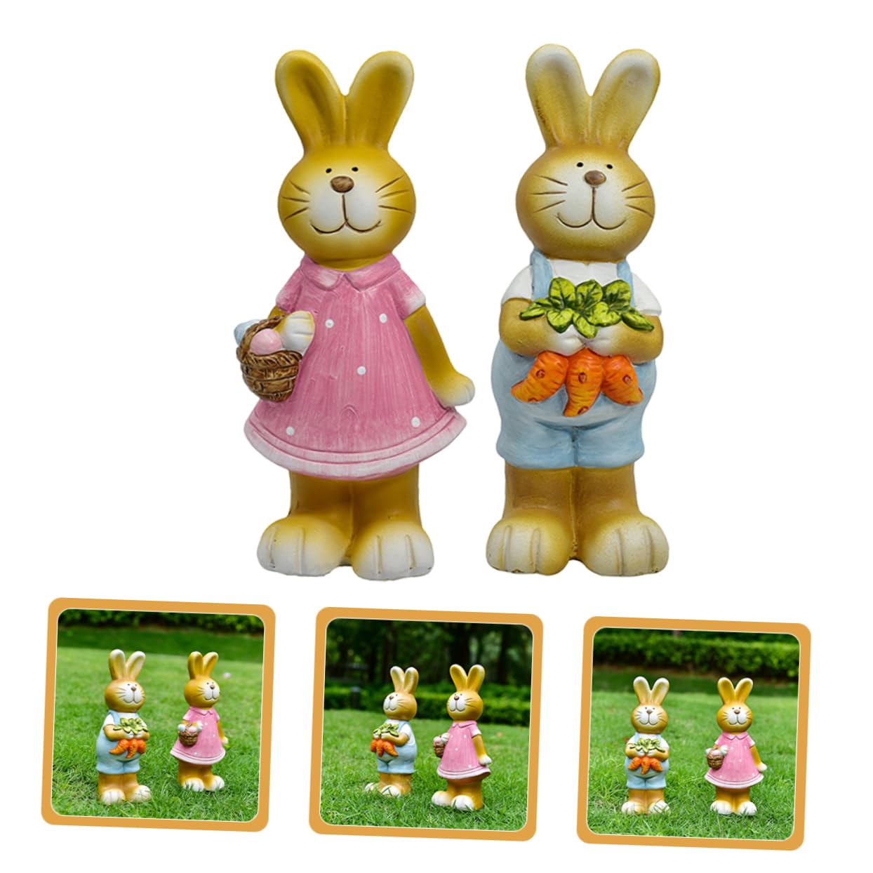 VOSAREA 2pièces Statue De Lapin De Jardin Figurine De Lapin pour Décoration Intérieure Et Extérieure Ornements Créatifs