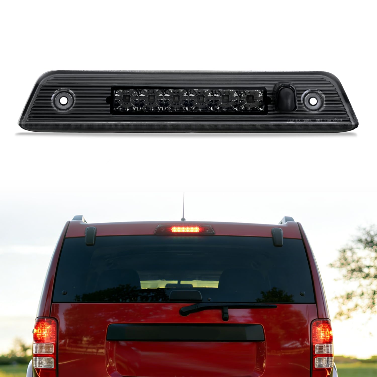 Nilight Third Brake Light for Jeep Liberty 2008 2009 2010 2011 2012, Smoked