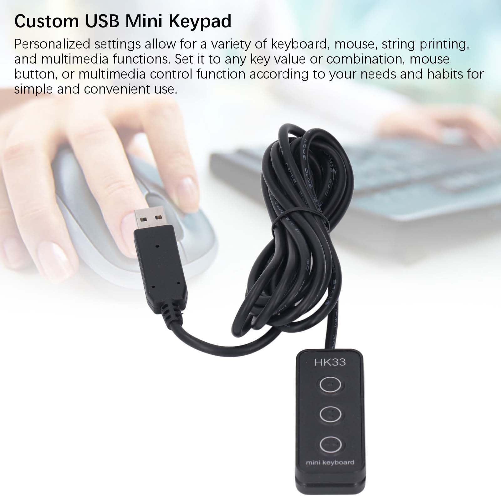 Tosuny Tastierino USB Mini, Macro Keyboard Programmabile con Design (HK33 | Magnetic Mounting Macro Keypad, 2m USB Cable, for Office Work and Gaming
