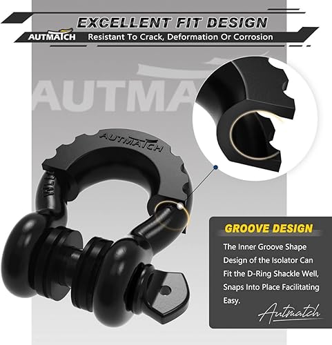 Vista 67 de AUTMATCH - Juego de 2 arandelas aislantes de grillete con anillo en D, 2 aislantes de grillete de goma y 4 arandelas para grillete de 3/4 pulgadas
