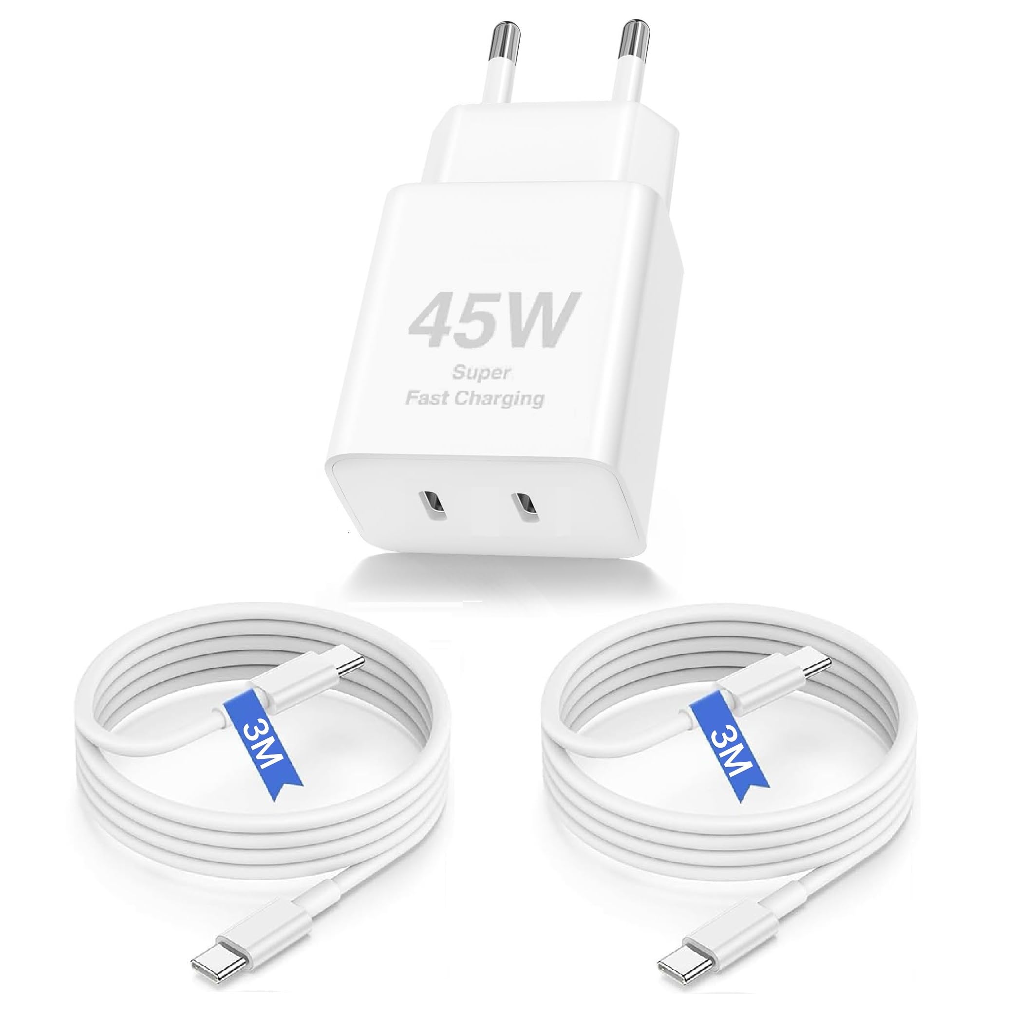 45W USB C Ladegerät für Samsung, Schnellladegerät mit Typ-C Ladekabel 2M, Fast Charger Adapter Netzteil Stecker und Kabel für Samsung