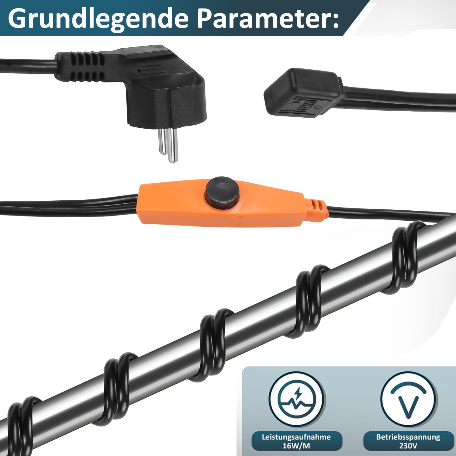 Câble chauffant antigel 18 m autorégulant 288 W avec thermostat intégré