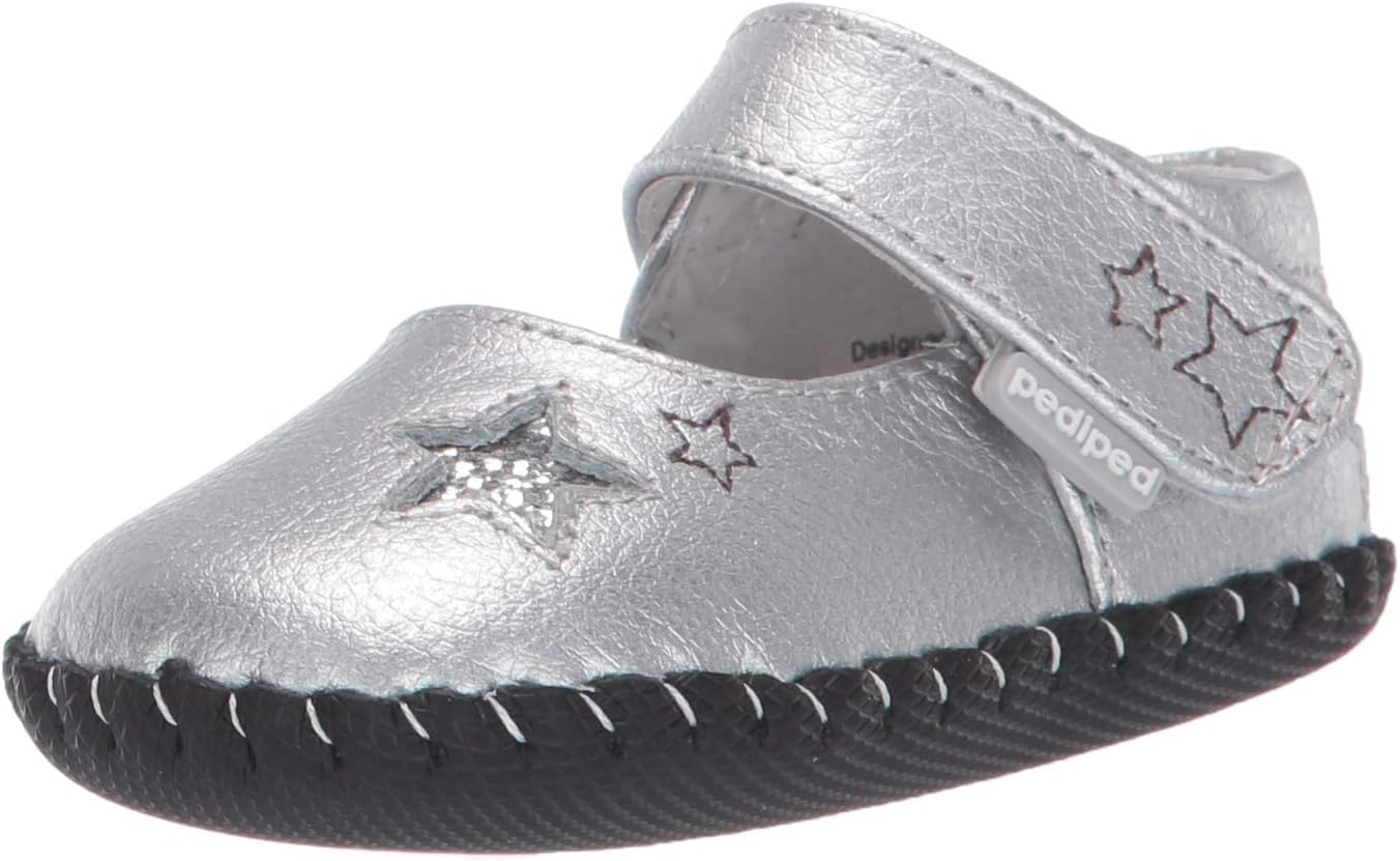 pediped Baby-Girl's Sophia Crib Shoe, Silver, 0-6 Months Child EU Infant (0-6 Months US)