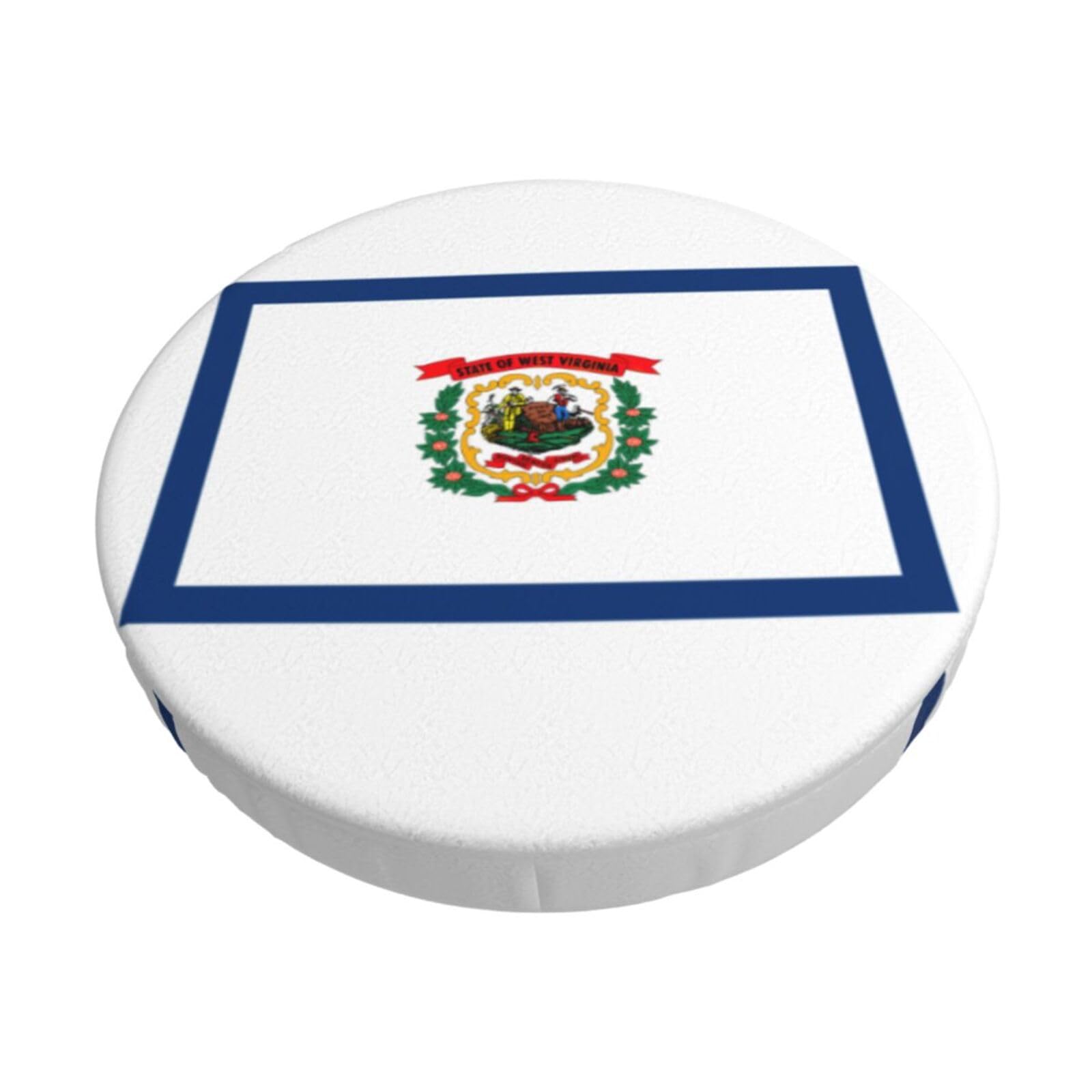 ACVnbm West Virginia State Flag Print Round Bar Chair Cushion Cover, Elastic Chair Protector For Kitchen Bar Dining