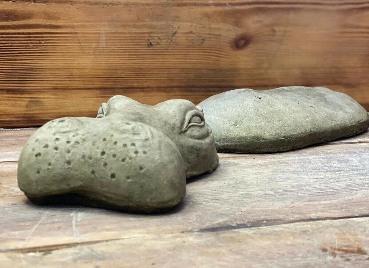 J And L Stone Ornaments Stone J And L Ornaments Garden 2 Piece Laying Submerged Hippo Statue Ornament